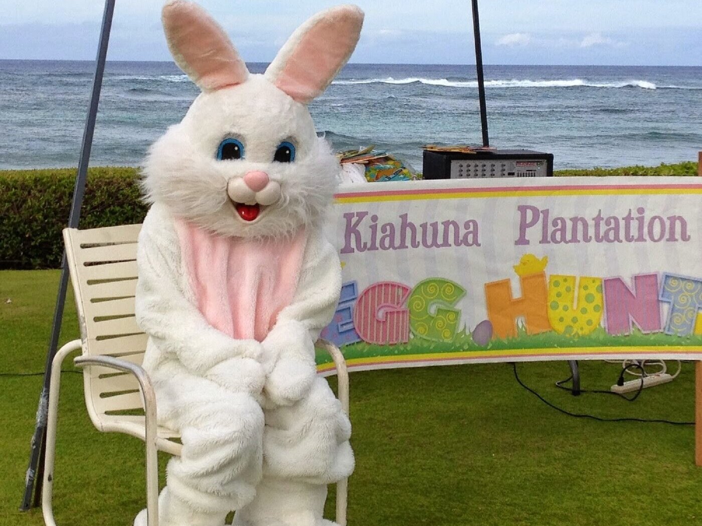 The Kiahuna Plantation Easter egg hunt on the oceanfront Great Lawn