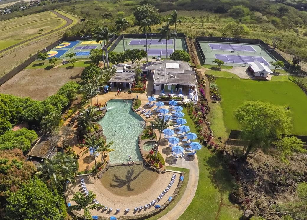 Aerial view of the Po'ipu Beach Athletic Club at Kiahuna Plantation